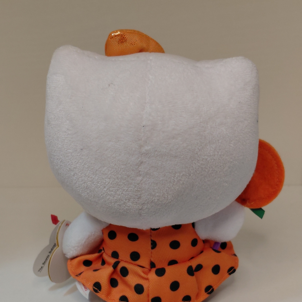 Ty Hello Kitty Plush Orange Polka Dress, Metallic Bow by Beanie Babies Company - Picture 2 of 13